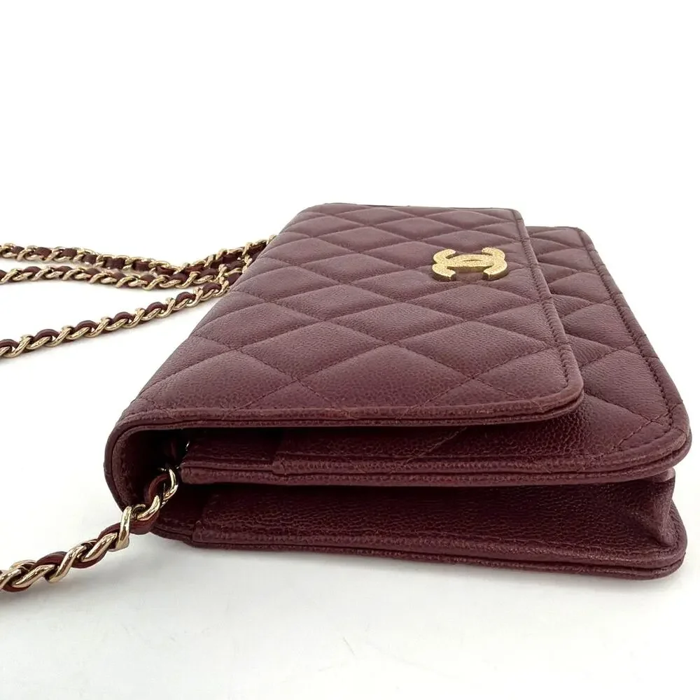 Chanel Burgundy Caviar Seasonal Wallet On Chain